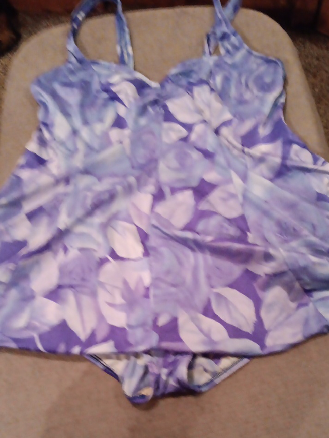 Womens Blue/Purple Floral One-Piece Swimsuit